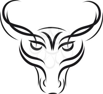 Simple black and white sketch of taurus horoscope sign vector illustration 