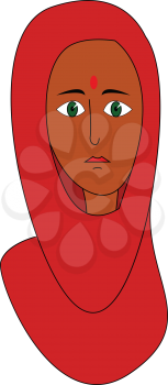 Indian woman in red  vector illustration on white background 