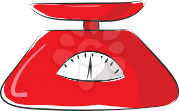 Red kitchen scale  vector illustration on white background 
