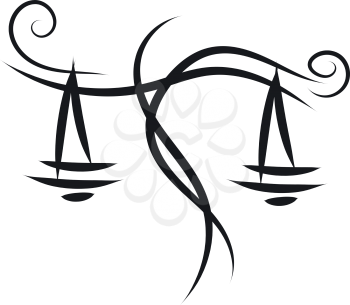 Simple black and white tattoo sketch of libra horoscope sign vector illustration 