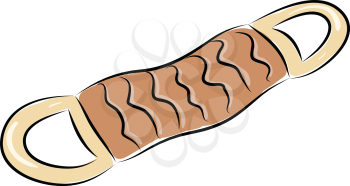 Simple vector illustration of a brown back scrub belt on white background 