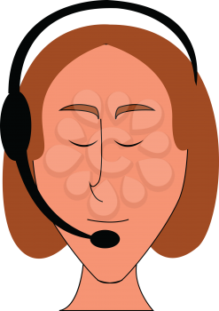 Female operatior with headphones simple vector illustration on white background 
