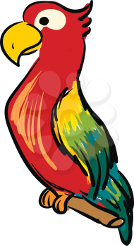 Colorful parrot cartoon vector illustration on white background 