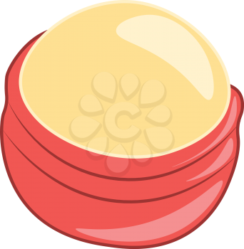 Orange lip balm in red round container vector color drawing or illustration 