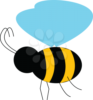 A big yellow bee ready to fly for blue sky vector color drawing or illustration 