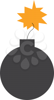 Clipart of a black explosive bomb with strings on fire vector color drawing or illustration 