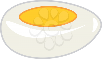 A white hard boiled egg with visible yellow yolk in the center vector color drawing or illustration 