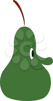Clipart of a green pear fruit with long nose and round eyes vector color drawing or illustration 