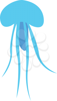 A small jelly fish is floating under the water vector color drawing or illustration 