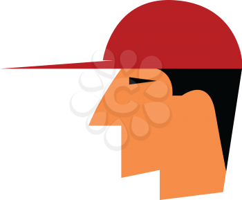 A young person is wearing red cap vector color drawing or illustration 