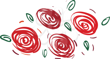 Beautiful design made with red rose flowers vector color drawing or illustration 