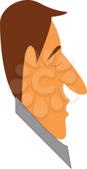 Side face of a sad man wearing collared shirt vector color drawing or illustration 