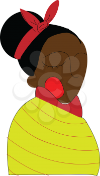 Black skinned woman in traditional clothes illustration color vector on white background