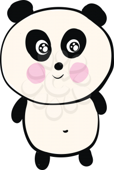 Cute smiling black and white panda vector illustration on white background 