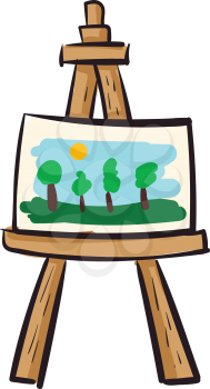 Easel with canvas vector illustration on white background 