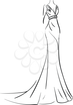 Simple sketch of a long evening dress vector illustration on white background 