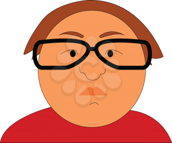 Portraite of a fat man with black eyeglasses vector illustration on white background 