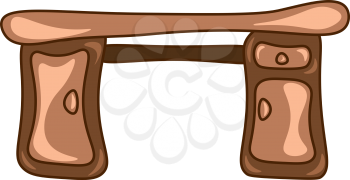 A brown color computer desk with many drawers vector color drawing or illustration
