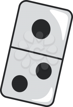 A rectangular domino tile with black spots vector color drawing or illustration