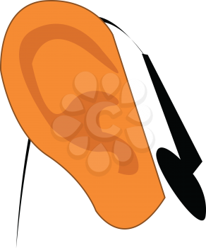 An image of an ear and black earphones vector color drawing or illustration