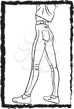 A sketch of a woman wearing skin tight jeans and a pair of shoes vector color drawing or illustration