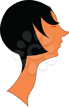 A black haired girl with an unusually long neck and a pointed nose vector color drawing or illustration