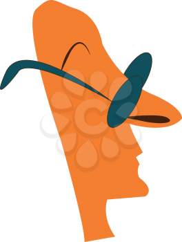 A profile image of the side face of a man wearing sunglasses vector color drawing or illustration