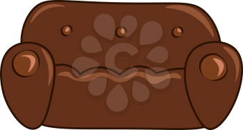A three seater sofa of brown color vector color drawing or illustration