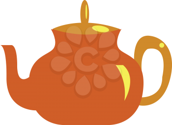 A orange tea pot with a yellow handle vector color drawing or illustration