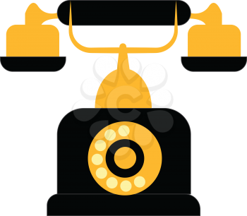 Vintage black and yellow telephone vector illustration on white background