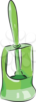 Vector illustration of a green toilet brush white background
