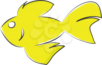 Golden fish sketch illustration basic RGB vector on white background