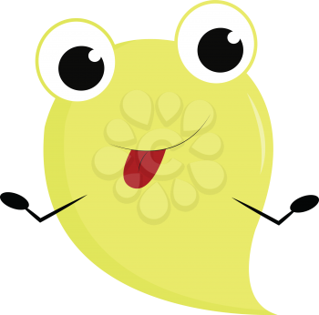 Yellow ghost monster with tongue print vector on white background