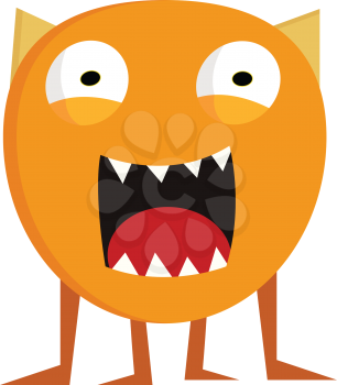 Yellow monster with open mouth showing teeth print vector on white background