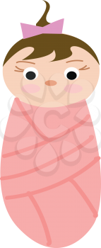 Cartoon baby girl vector illustration on white background