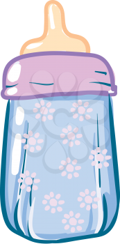 Simple baby floral bottle with milk vector illustartion on white background