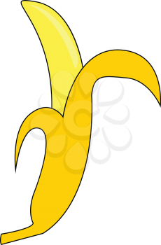 Cartoon yellow banana vector illustration on white background