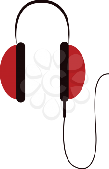 Simple big red headphones vector illustration on white background