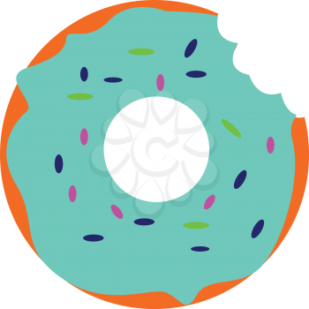 Bitten blue donut vector illustration on white background