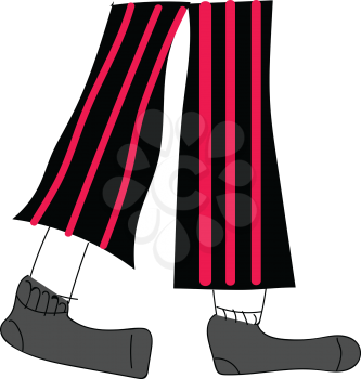 Black pants with red stripes vector illustration on white background
