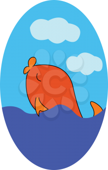 Little red fish in the seaillustration vector on white background