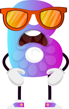 Purple letter B with sunglasses vector illustration on white backgorund