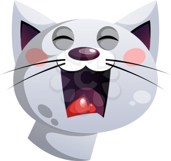 Angry grey cartoon cat vector illustartion on white background