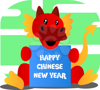 Red cartoon dragon celebrating chinese new year vector illustartion on white background