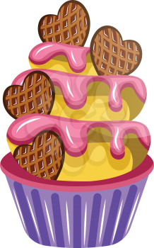 Colorful cupcake with cookies illustration vector on white background