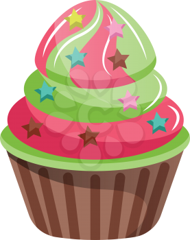 Cupcakes with star shaped sprinkles illustration vector on white background