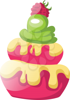 Raspberry cupcakes with green icing illustration vector on white background