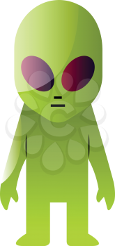 Vector illustration of green alien on a white background