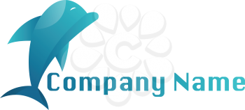Light blue dolphin vector logo design on white background