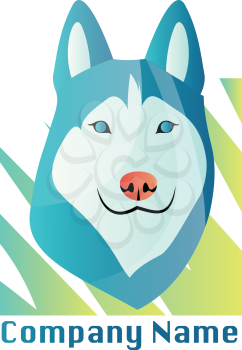 Husky dog vector logo design on a white background